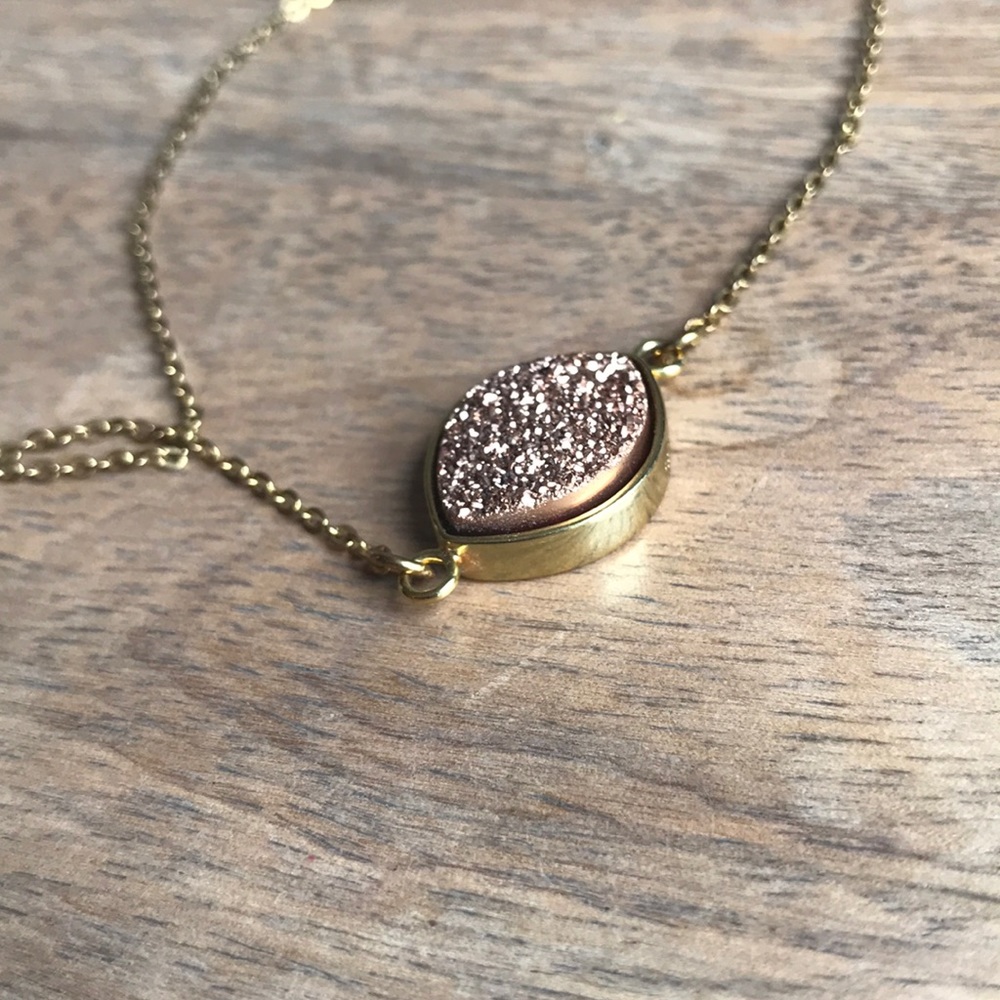 Elise M. Iris Rose Gold Druzy Necklace